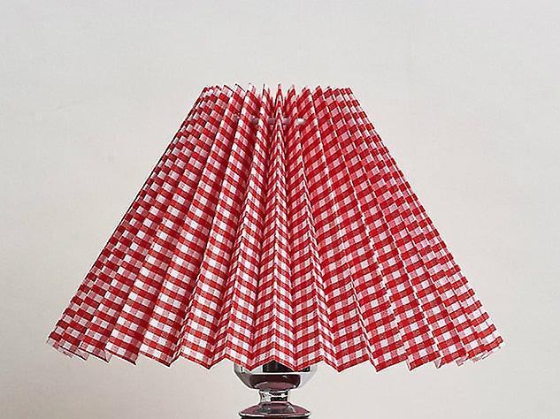 Slowmoose Yamato Style, Vintage Cloth - Muticolor Pleated Lampshades For Table Lamps Red grid Dia 30cm  H18cm