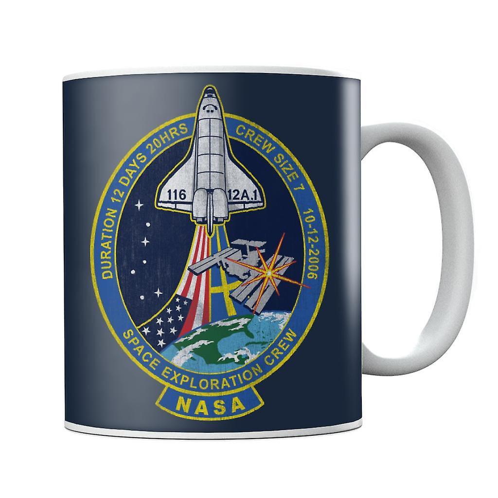 NASA STS 116 Discovery Mission Badge Distressed Mug Navy Blue 10oz