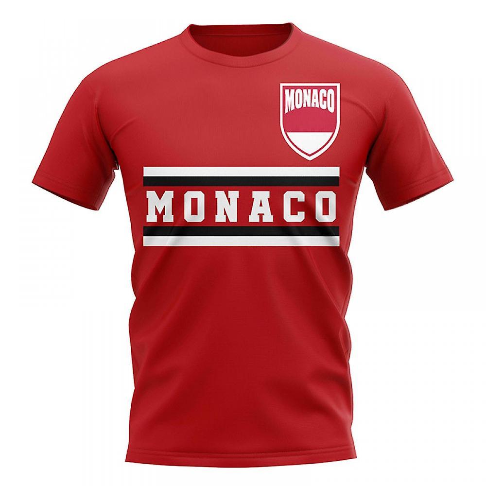 UKSoccerShop Monaco Core Football Country T-Shirt (Red) MB (7-8 Years)