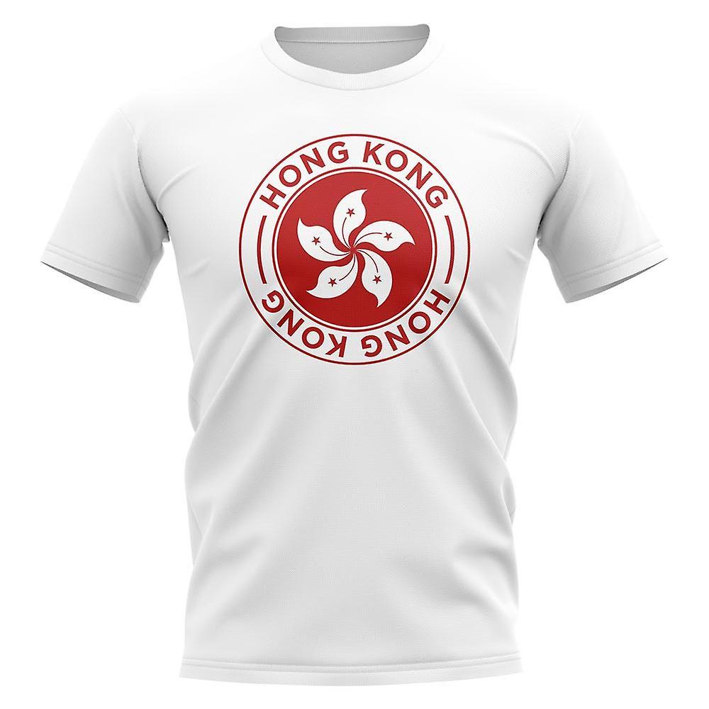 UKSoccerShop Hong Kong Football Badge T-Shirt (White) XLB (12-13 Years)