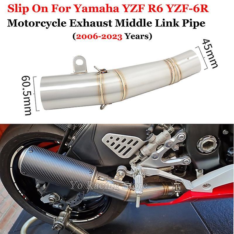 Sanxing Slip On For Yamaha YZF R6 YZF-6R 2006 - 2023 Years Motorcycle Exhaust System Middle Mid Link Pipe Connect 60mm Muffler Moto Tube default