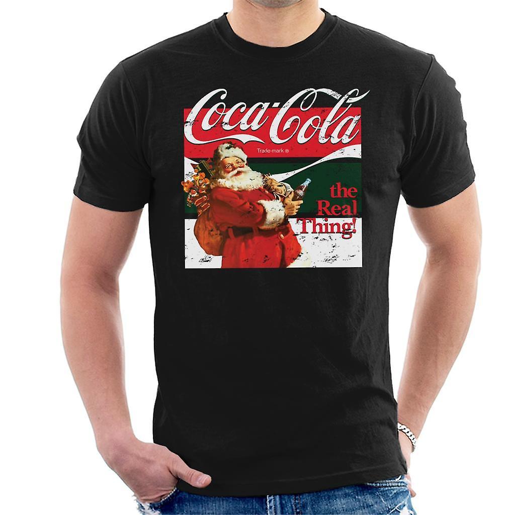 Coca-Cola Coca Cola The Real Thing Christmas Men's T-Shirt Black Large