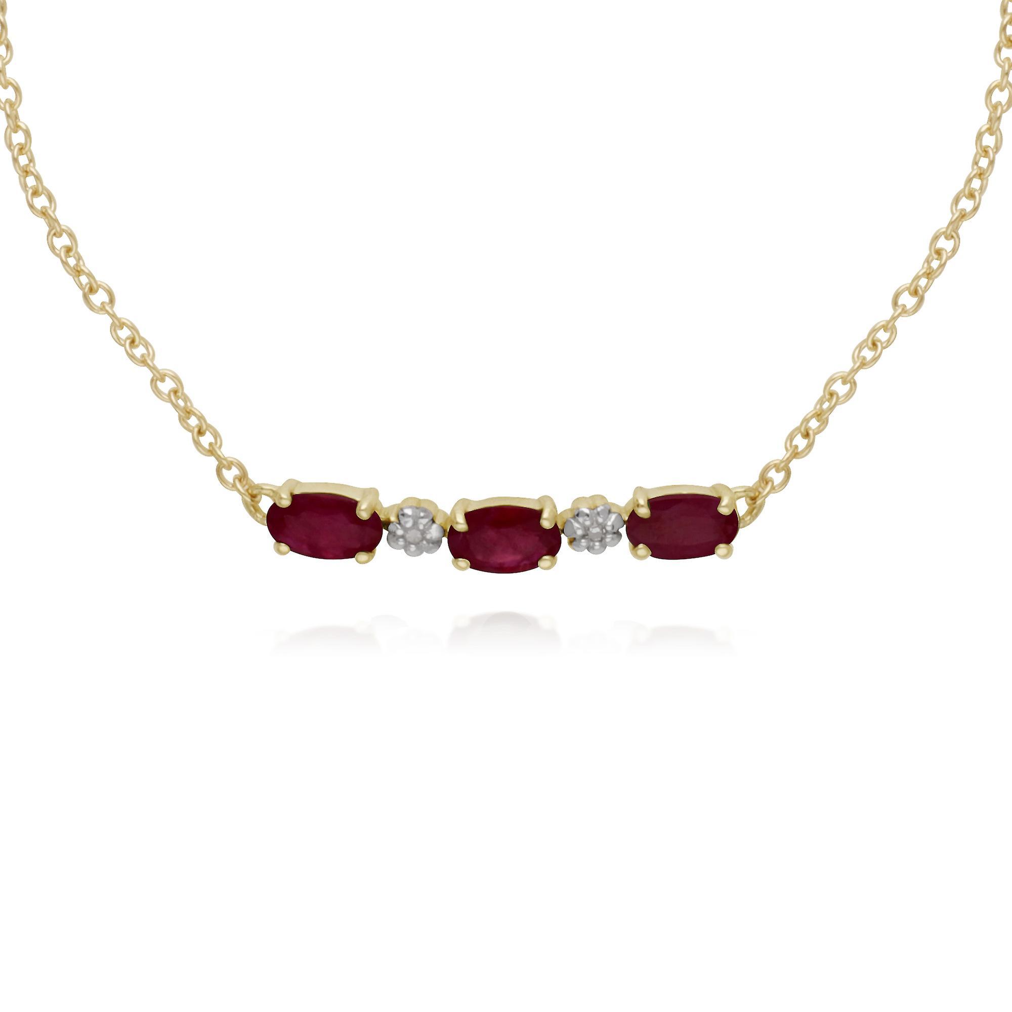 Gemondo Classic Style Oval Ruby & Diamond Bracelet in 9ct Yellow Gold 135L0263029 Red One Size