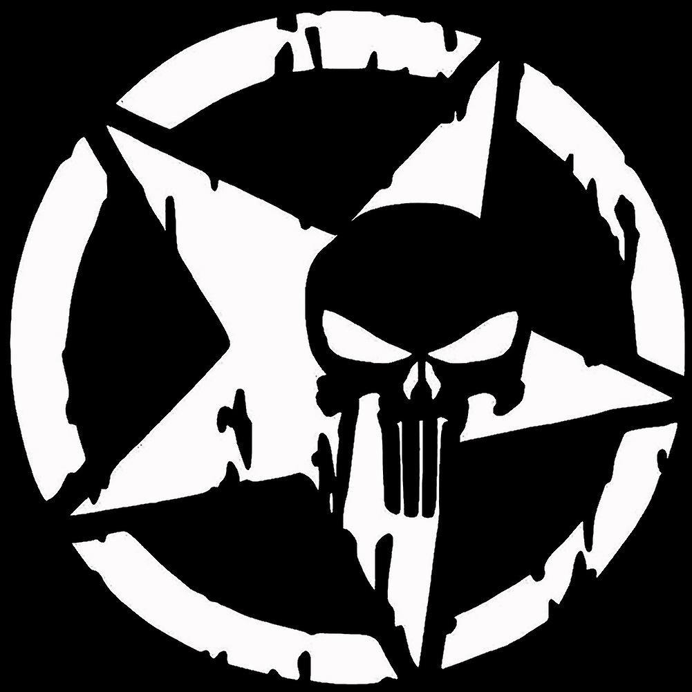 Monnadu The Punisher Skull Pentagram Car Vehicle Body Window Decals Sticker Decoration White