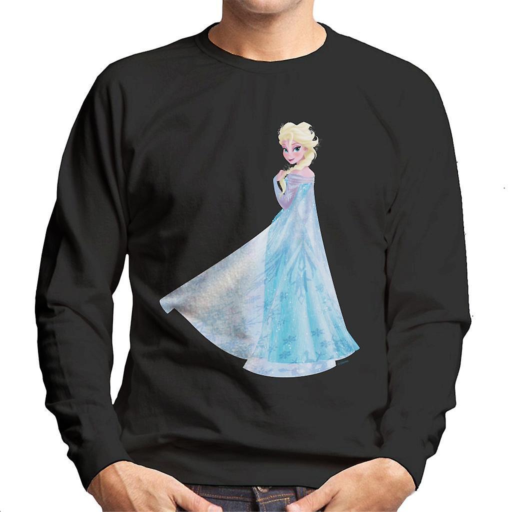 Disney Frozen Elsa Looking From Behind Men's Sweatshirt Black Large