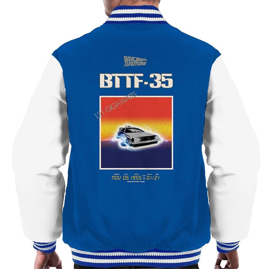 Back to the Future 35th Anniversary Sunset Men's Varsity Jacket Royal/White X-Large