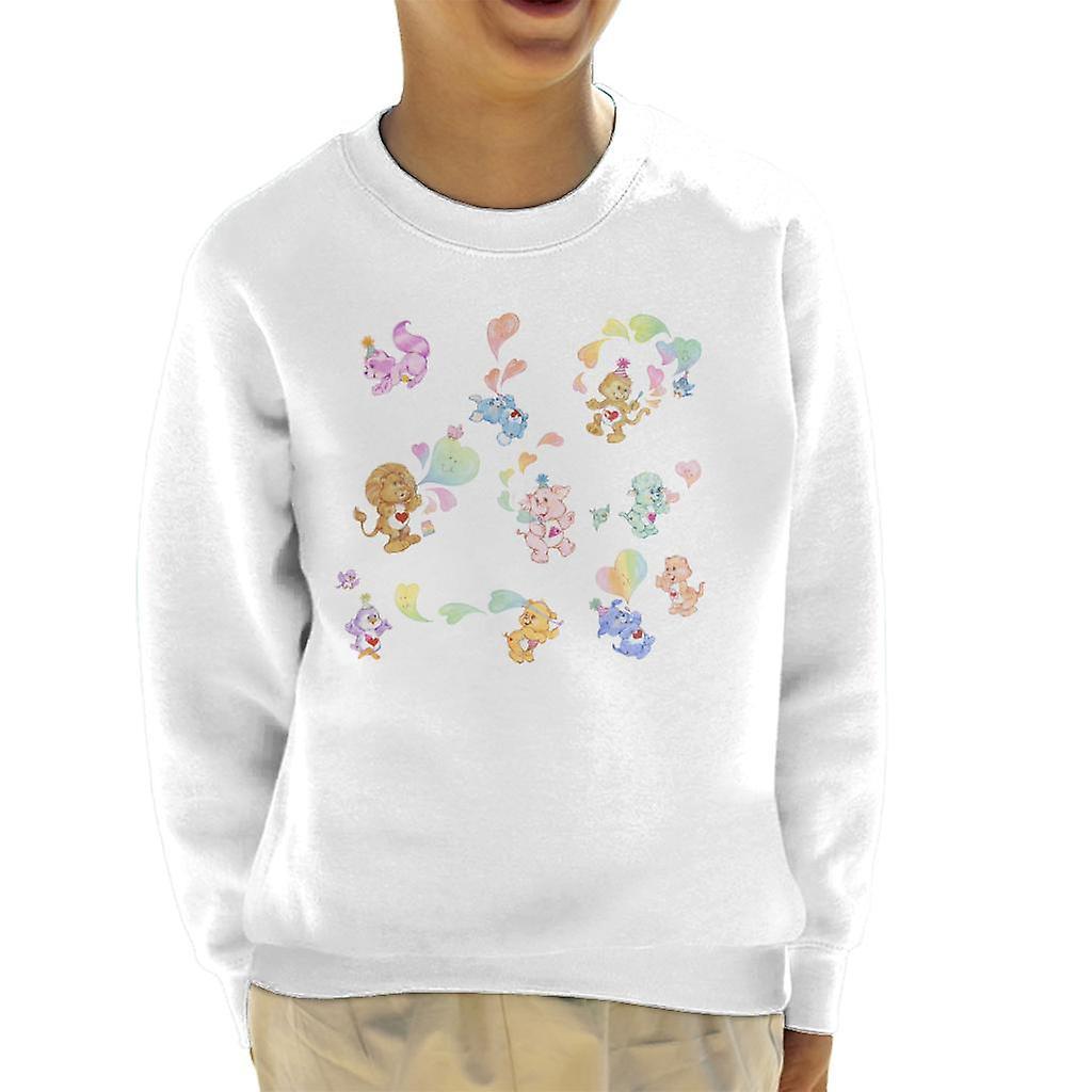 Care Bears Love Heart Montage Kid's Sweatshirt White Medium (7-8 yrs)