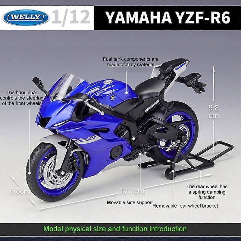 Redkid WELLY 1:12 2020 YAMAHA YZF-R6 Diecast Motorcycle Model Heavy Duty Travel Diecast Motorcycle Alloy Toy Car Collection Kid B493 YZF R6 nobox1