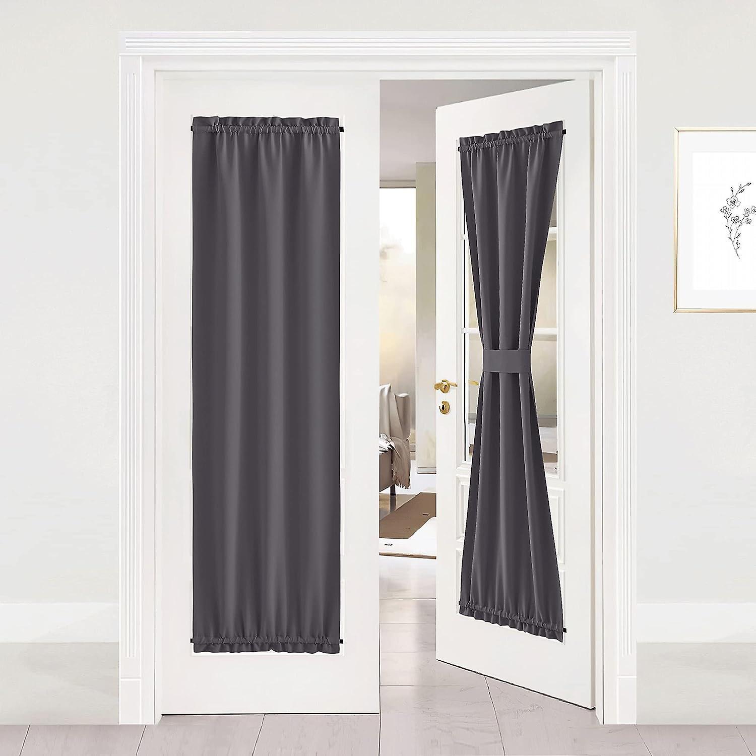 Wenkeay Door Curtain Panel, Grey French Door Curtains Blackout Thermal Insulated Sidelight Door Privacy Panels