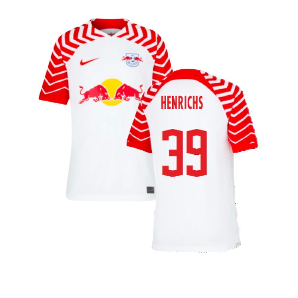 Nike 2023-2024 Red Bull Leipzig Home Shirt (Kids) (Henrichs 39) White LB 30-32 inch Chest (75/81cm)