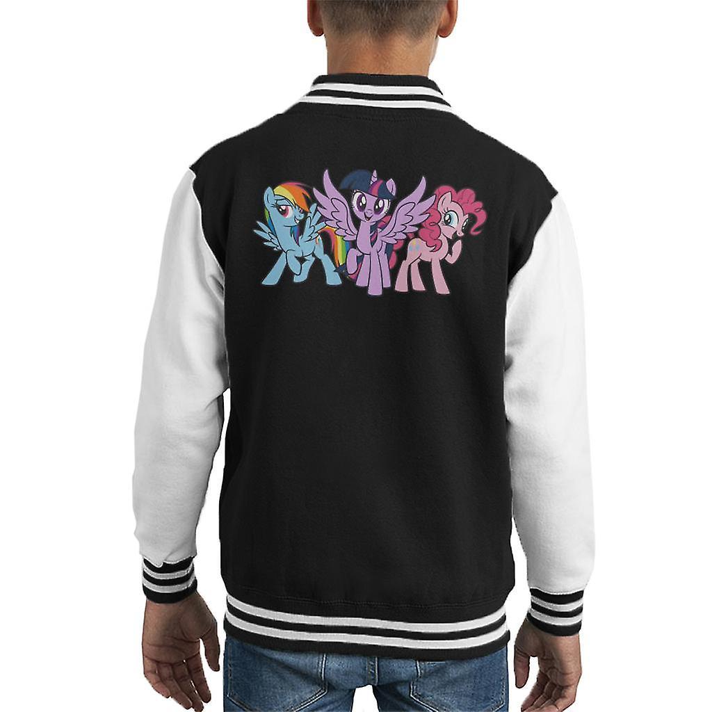 My Little Pony Trio Smiling Kid's Varsity Jacket Black/White X-Large (12-13 yrs)