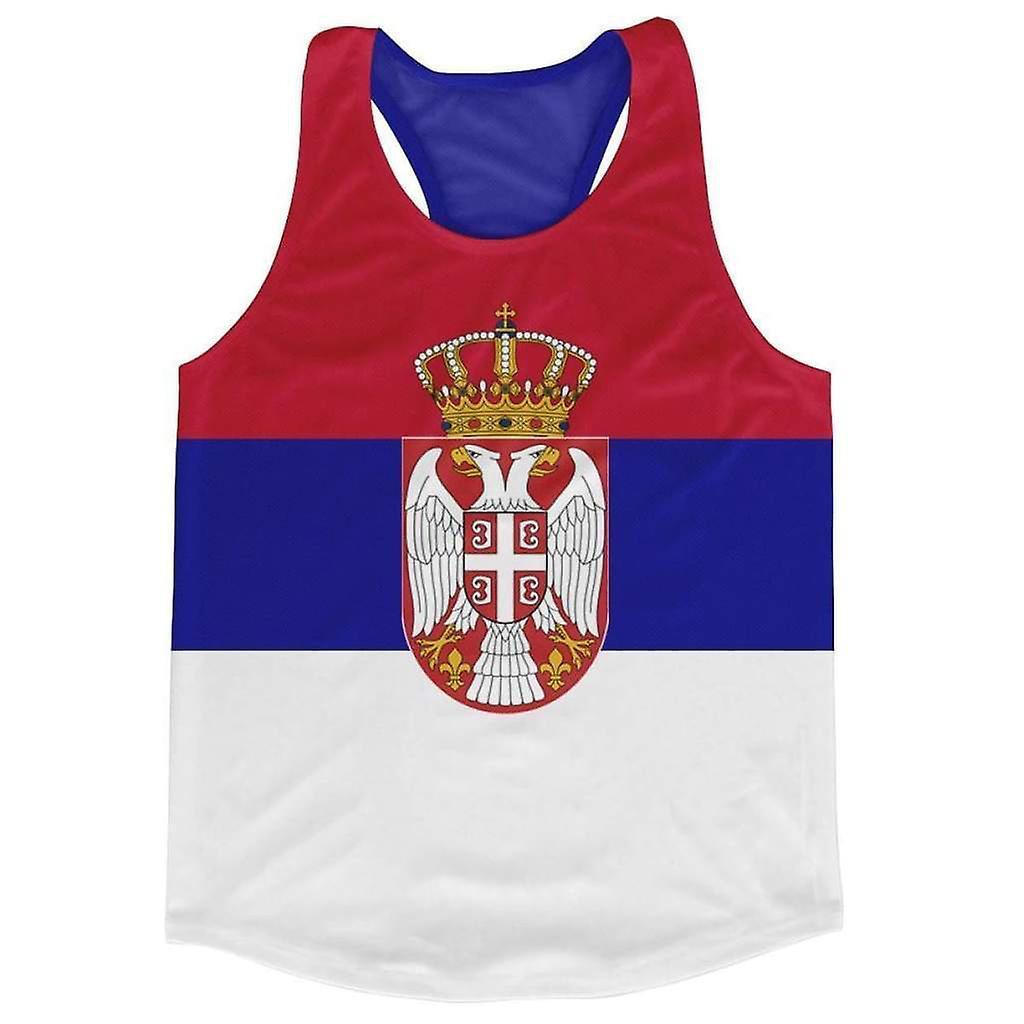 Airo Sportswear Serbia Flag Running Vest White XL 46-48 inch Chest (112-124cm)