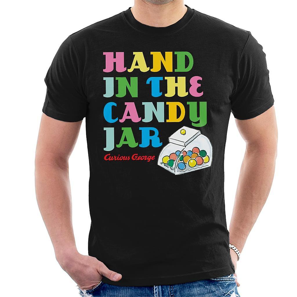 Curious George Hand In The Candy Jar Men's T-Shirt Black Large