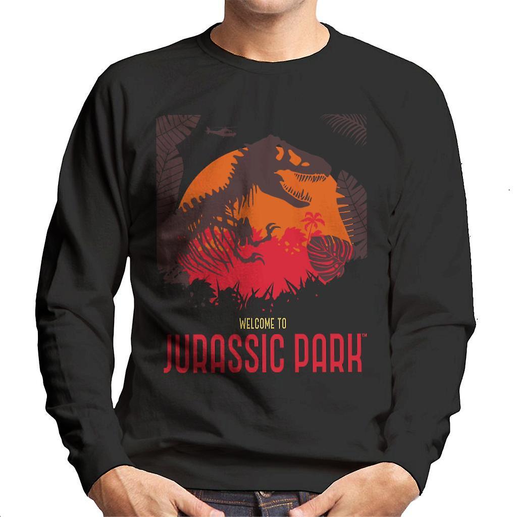 Jurassic Park Welcome To Jurassic Park T Rex Silhouette Men's Sweatshirt Black XX-Large