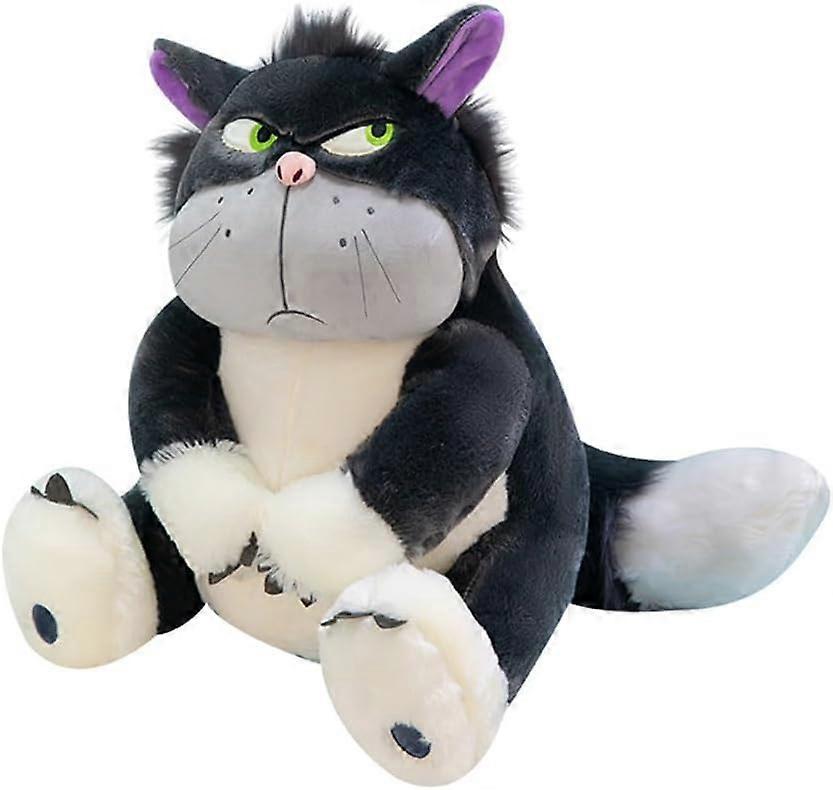 Heyone Angry Cat Plush Toy, Cute Cat Stuffed Animal Soft Kawaii Anime Plush Evil Black Cat Plush Toy for Kids Birthday Christmas