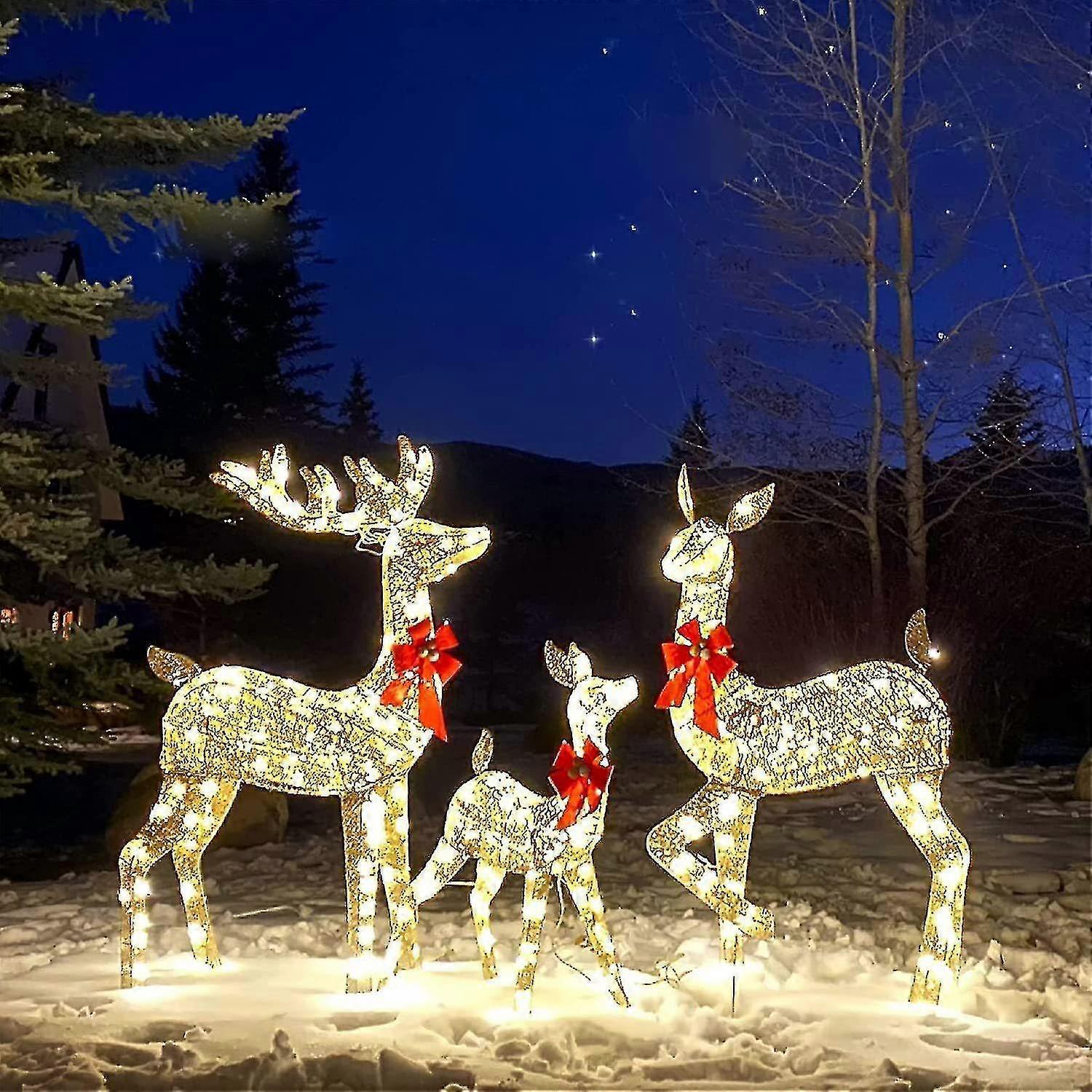 Shanxi Shuishuidiansan Trading 3pcs Light Up Christmas Reindeer Xmas Twinkling Deer Outdoor Garden Deocrations