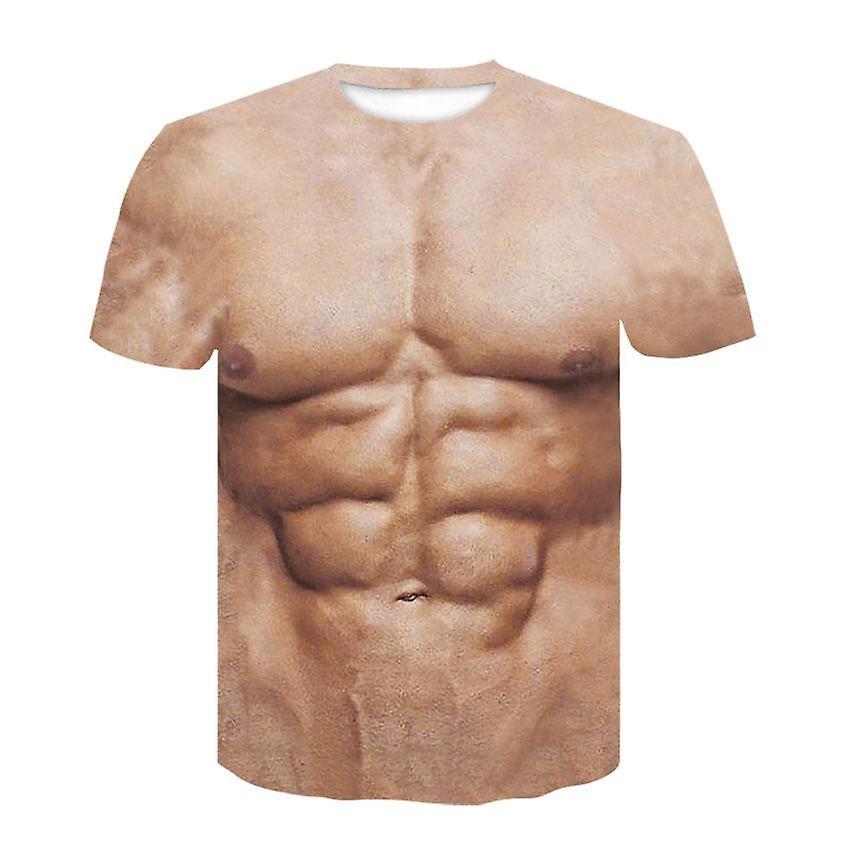 Moye Unisex 3D Fake Abs T Shirts Funny Body Printed Tee Top A M