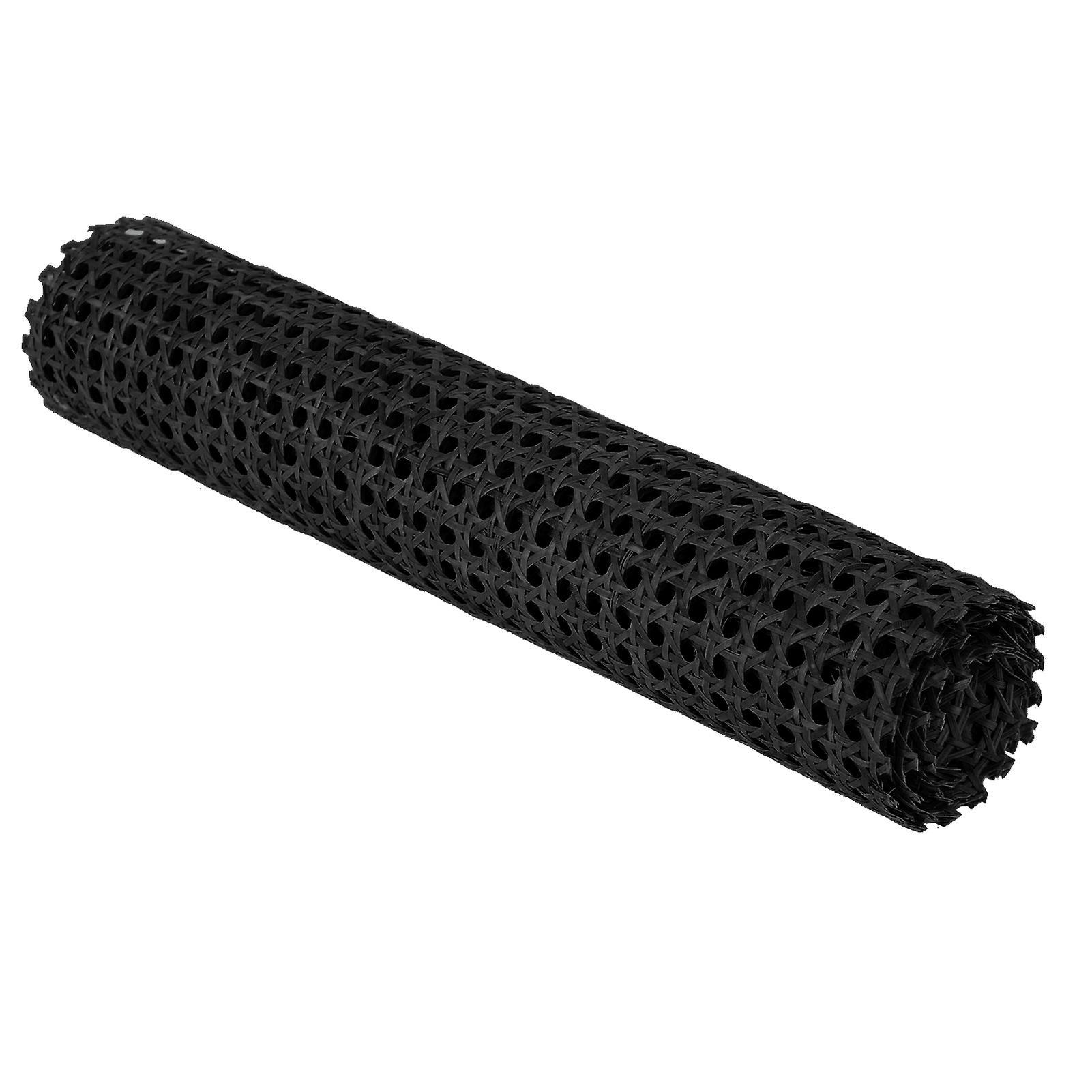 Aislerbee 1 Roll Faux Cane Webbing Diy Caning Craft Project Woven Open Mesh Rattan Material Sheet Black 100x35CM