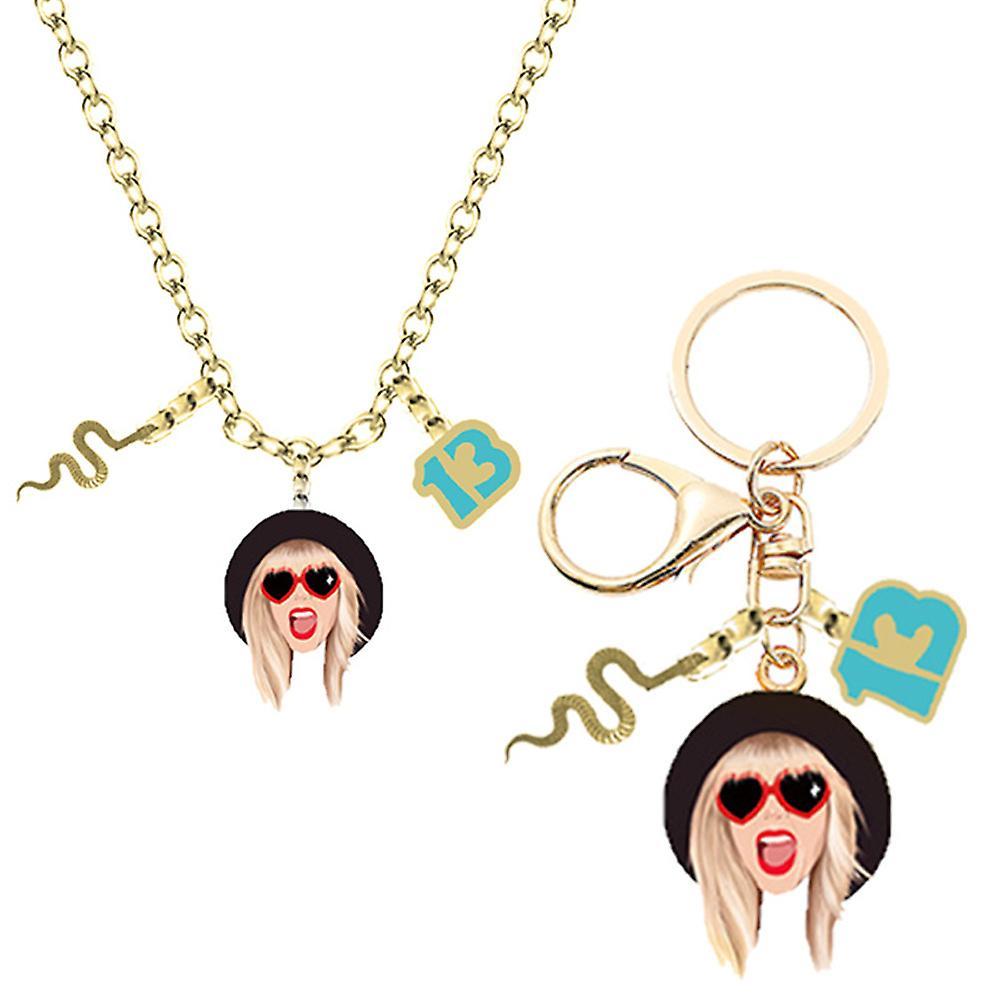 Bestdaily 2023 Taylor Swift Singer Necklace Keyring Jewelry Set Pendent Necklaces And Keychain Xmas Gifts For Adult Kids Swiftie Fans