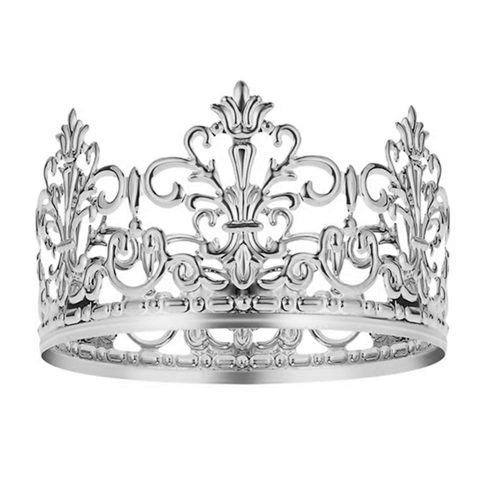 Wharick Cake Topper Realistic Looking Metal Crown Cake Topper Royal Themed Baby Shower Decoration Silver L