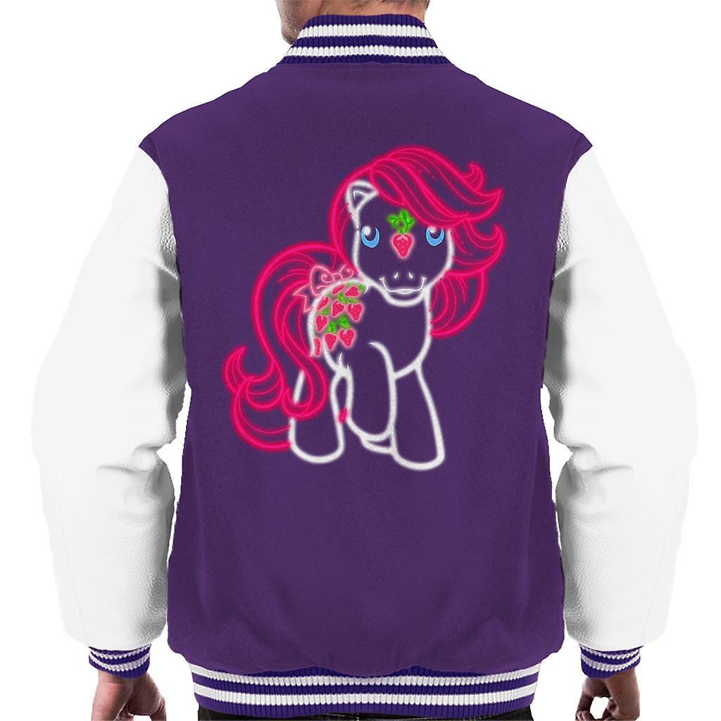 My Little Pony Neon Strawberry Men's Varsity Jacket Purple/White XX-Large