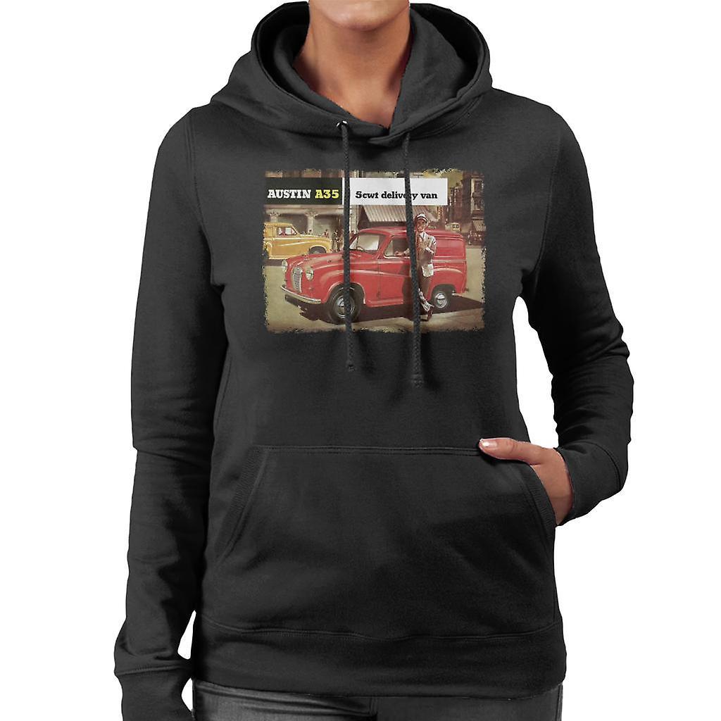 Austin A35 5cwt Delivery Van British Motor Heritage Women's Hooded Sweatshirt Black XX-Large