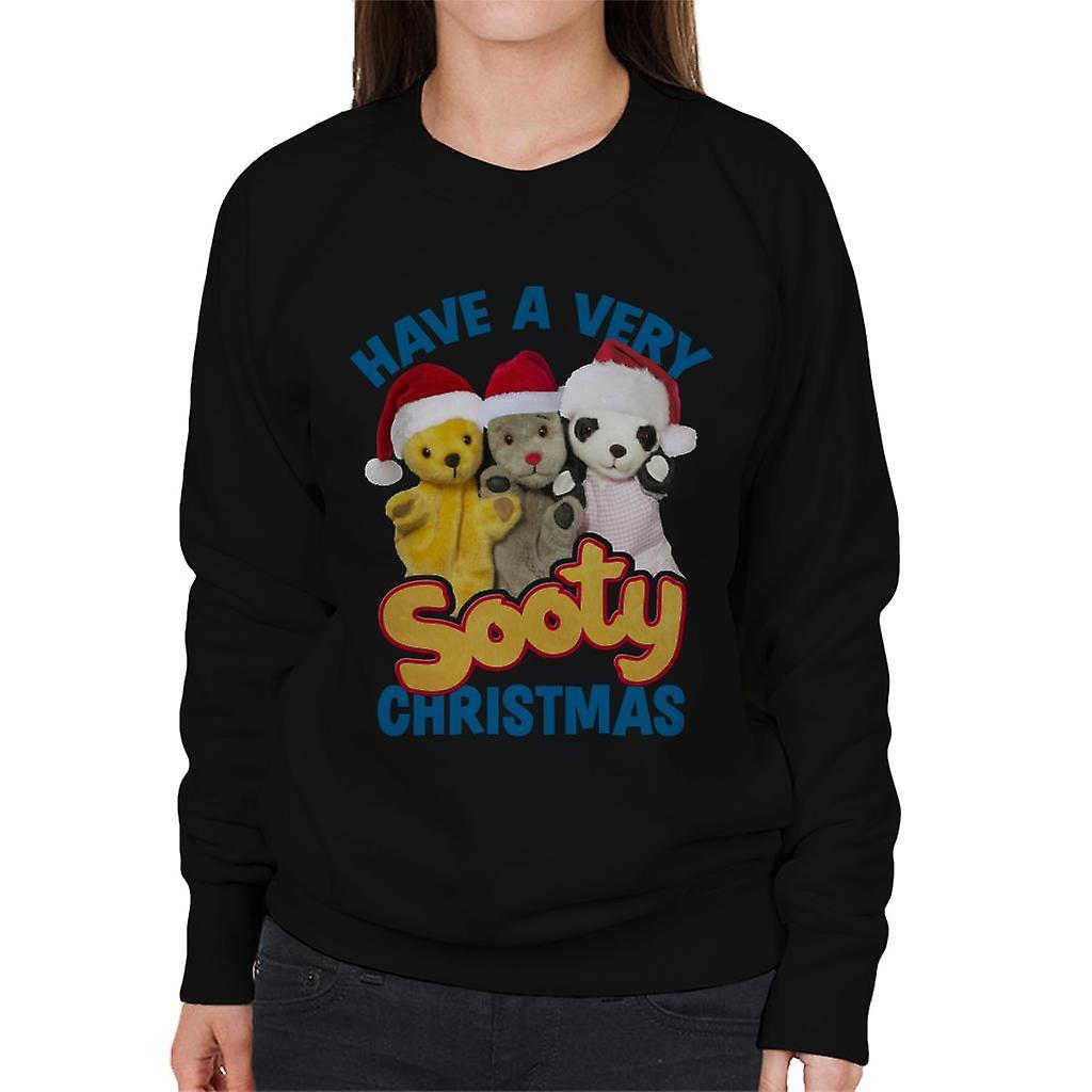 Sooty Christmas Have A Very Sooty Christmas Blue Text Women's Sweatshirt Black XX-Large