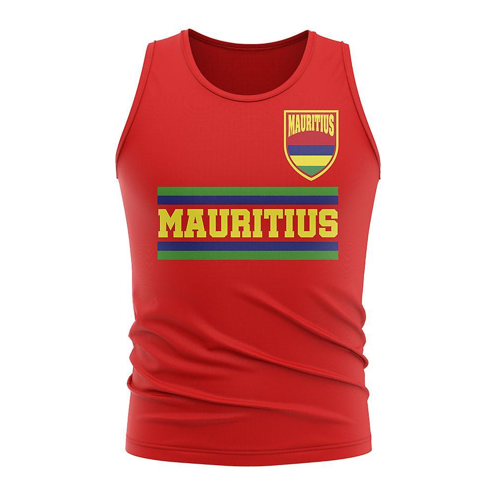 UKSoccerShop Mauritius Core Football Country Sleeveless Tee (Red) SW