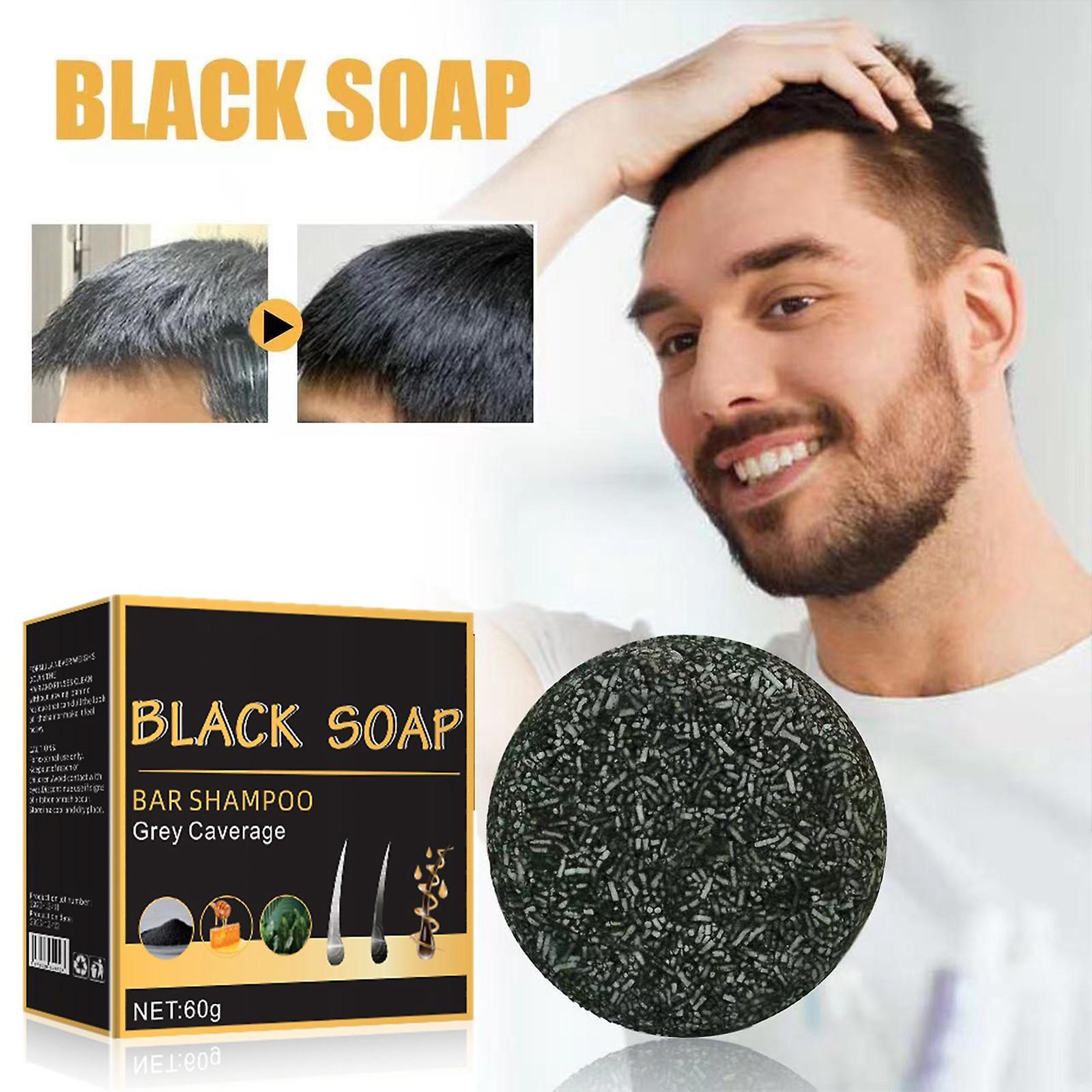 Nspiel Black Soap for Gray Hair, Reverse Gray Hair Coverage Bar Soap, Hair Darkening Compressed Soap Bar, Black Soap Gray Hair Coverage Soap 2pcs