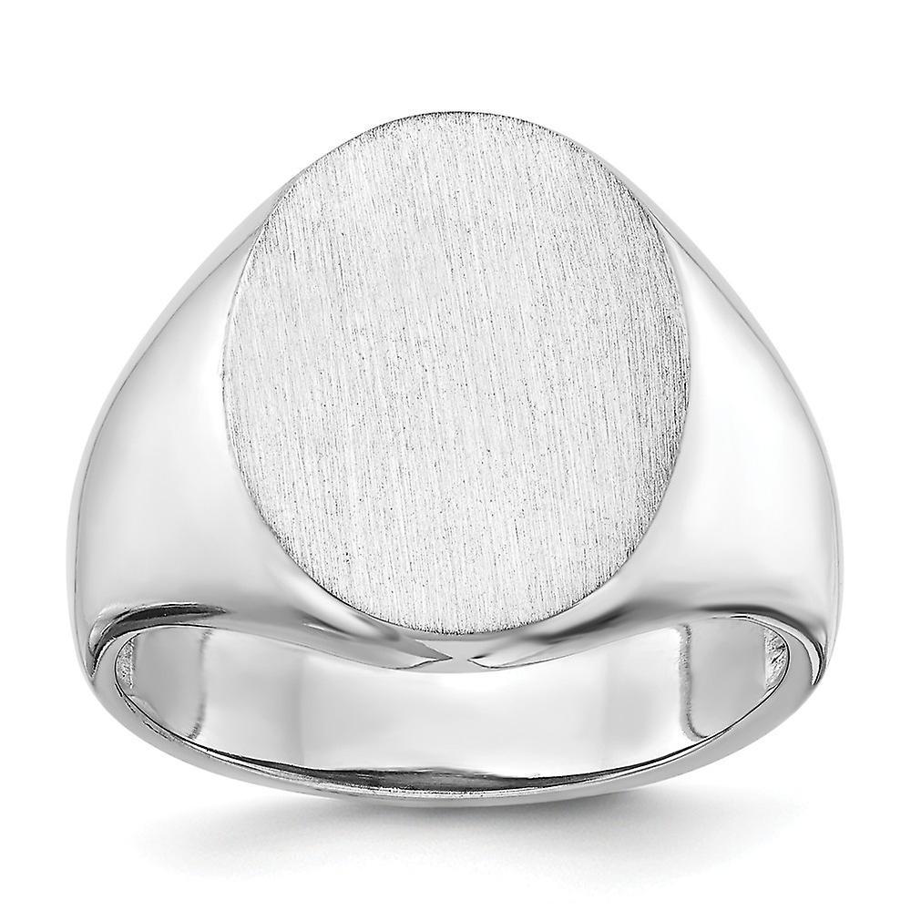 JewelryWeb 14k White Gold Polished Open back Engravable Signet Ring Size 10 Jewelry for Women - 5.7 Grams