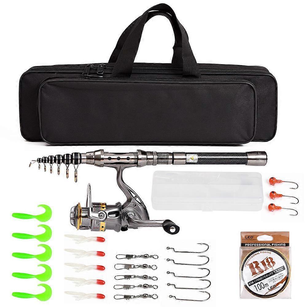 Gofishup Telescopic Fishing Rod and Reel Combo Full Kit Spinning Fishing Reel Gear Organizer Pole Set with 100M Fishing Line Lures Hooks Jig Head a...