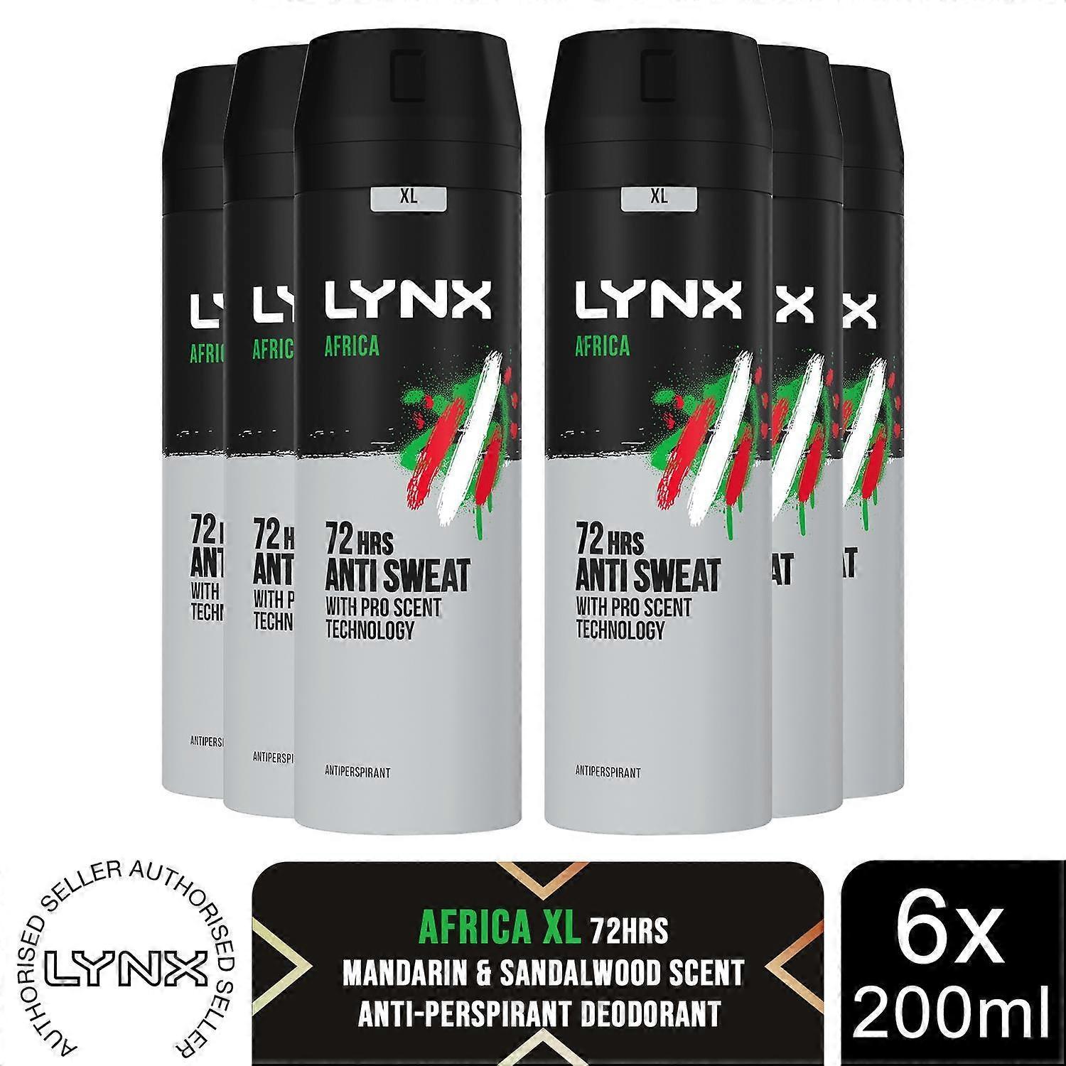 Lynx XL Antiperspirant Africa The G.O.A.T. of Fragrance Deodorant 200ml, 6 Pack Regular