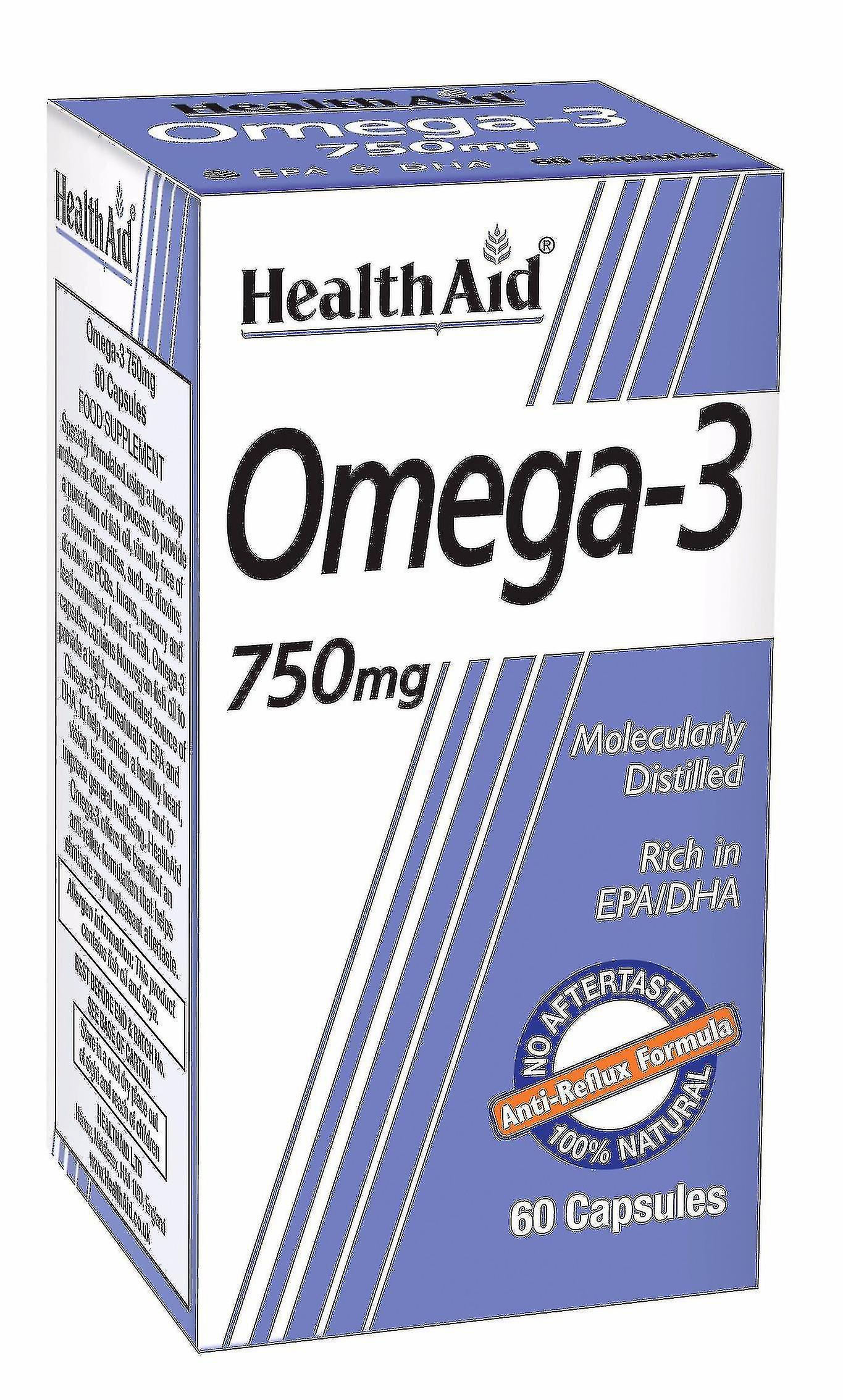 Health Aid Omega 3 750mg (EPA 425mg, DHA 325mg), 60 Capsules