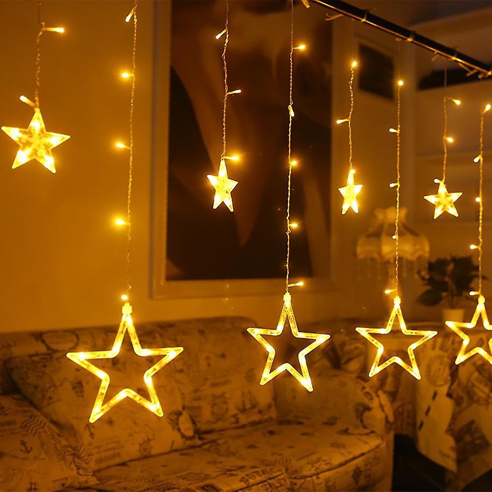 Yeye 12 Stars Curtain Led Starry String Lights, Window Curtain Lights With 8 Flashing Modes Decoration Fo