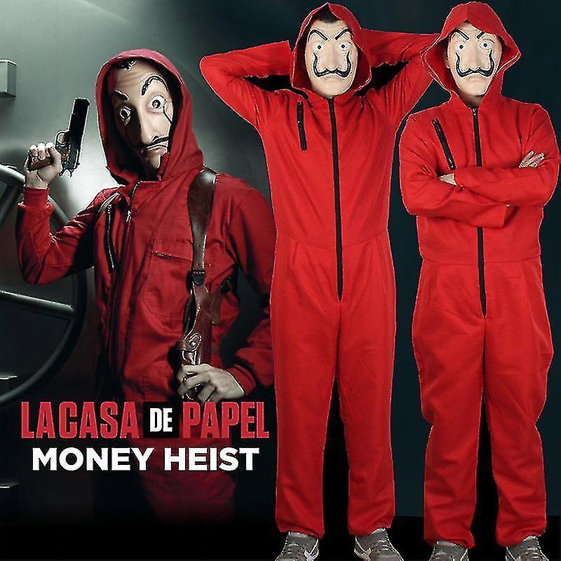 Aswei Salvador Dali La Casa De Papel Fancy Dress Up Costume Money Heist Cosplay Jumpsuit Mask Party Role Playing Performance Outfit Costume and Mas...