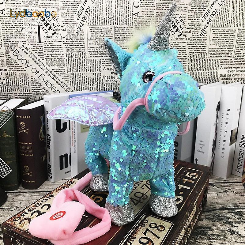 Slowmoose Walking And Singing Music Sequins -stuffed Unicorn Animal blue