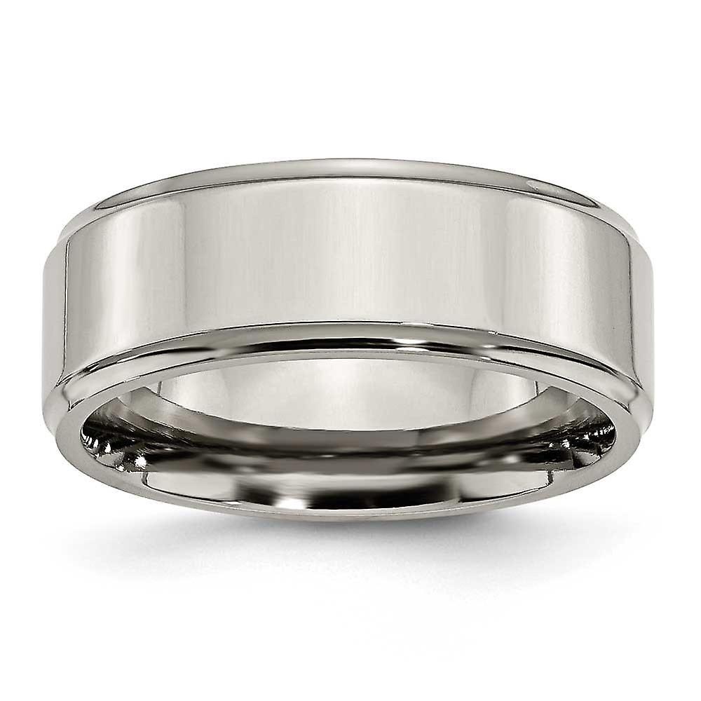 Chisel Titanium Engravable Ridged Edge 8mm Polished Band Ring Jewelry Gifts for Women - Ring Size: 8 to 15 11.5