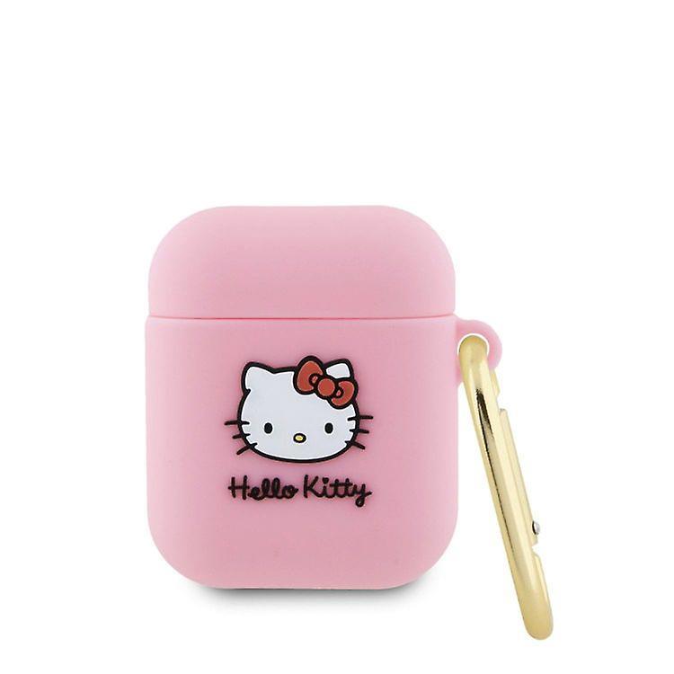 Hello Kitty Liquid Silicone 3D Kitty Head Logo Case for AirPods 1/2 - Pink