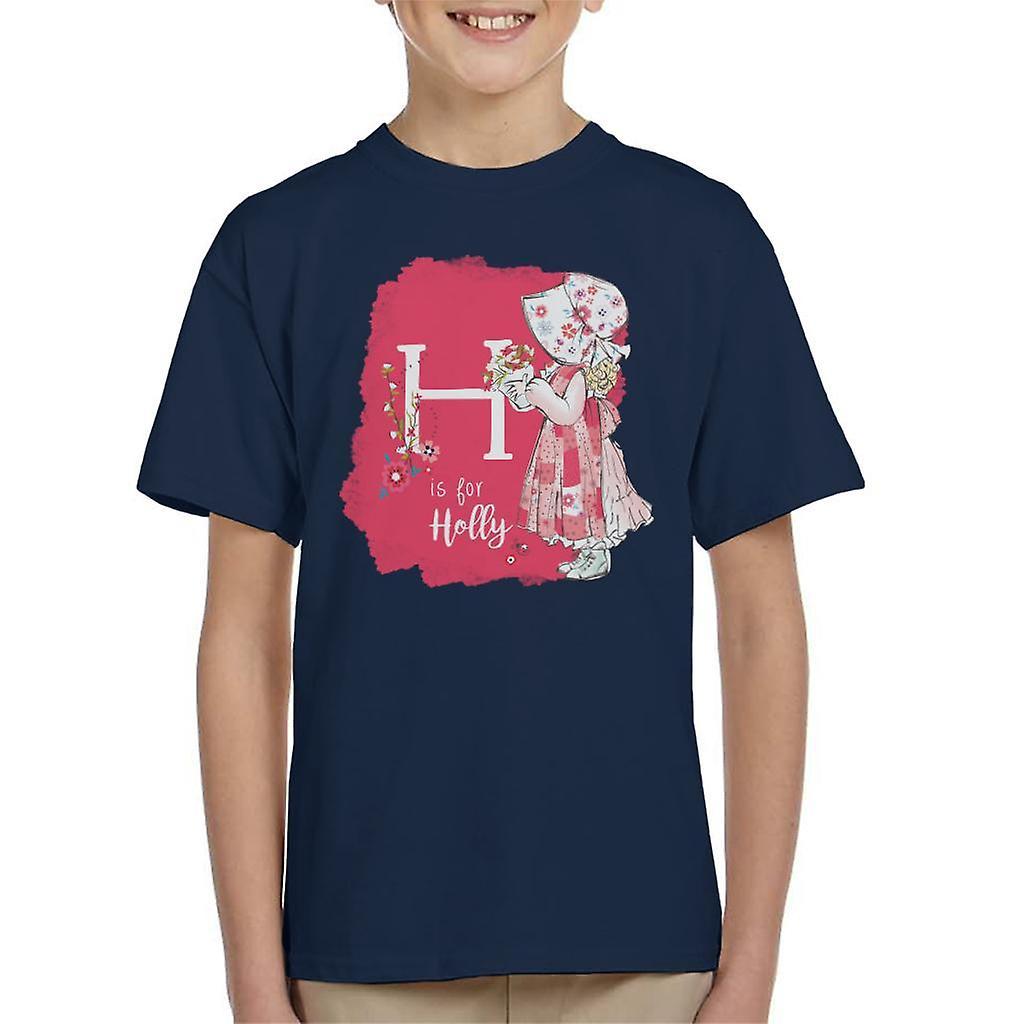 Holly Hobbie H Is For Holly Kid's T-Shirt Navy Blue X-Large (12-13 yrs)