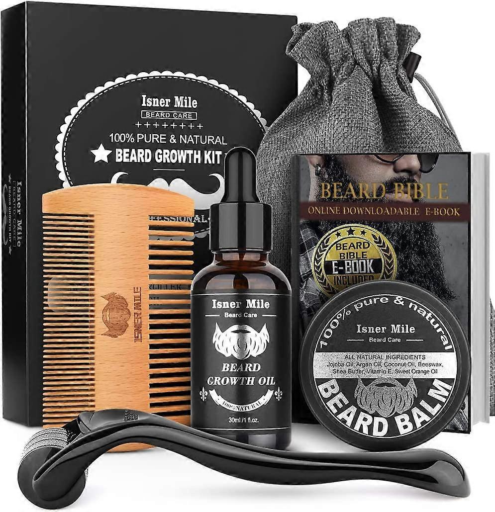 Yuzee Beard Growth Kit, Beard Roller Kit for Beard Facial Hair Growth