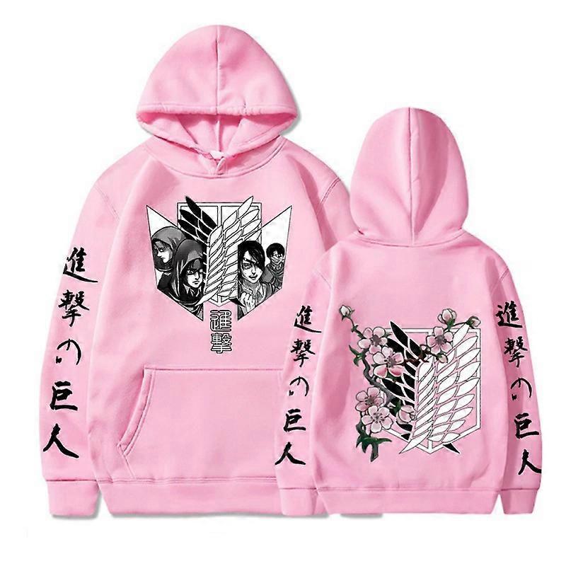 Redkid 2022 Anime Hoodie Cosplay Attack on Titan Hoodied Men/Women Long Sleeve Streetwear Harajuku Sweatshirt Unisex Sport Hoody Tops Pink L