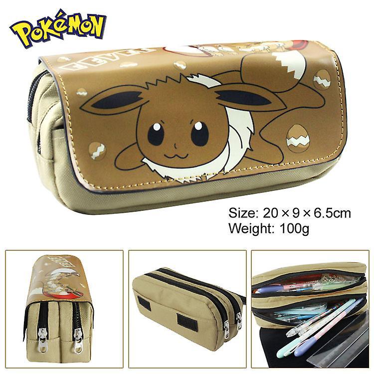 Cytlv Cartoon Anime Pokmon Pencil Case Cute Student Large Capacity Double-layer Zipper Pencil Case Pencil Bag Stationery Original Eevee