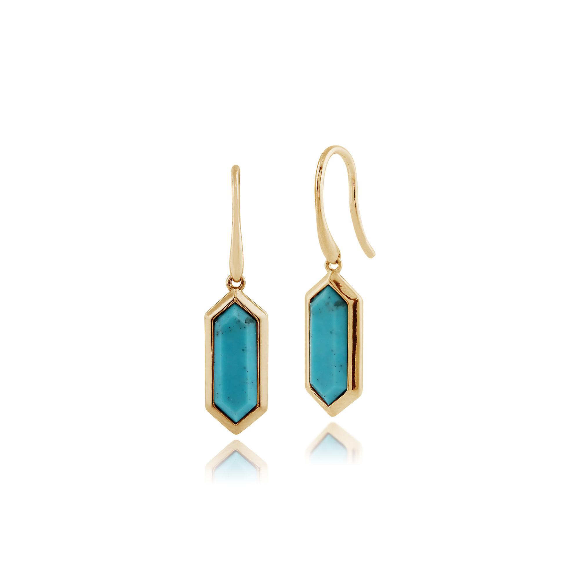 Gemondo Geometric Hexagon Turquoise Prism Drop Earrings in Gold Plated 925 Sterling Silver 271E012501925 One Size