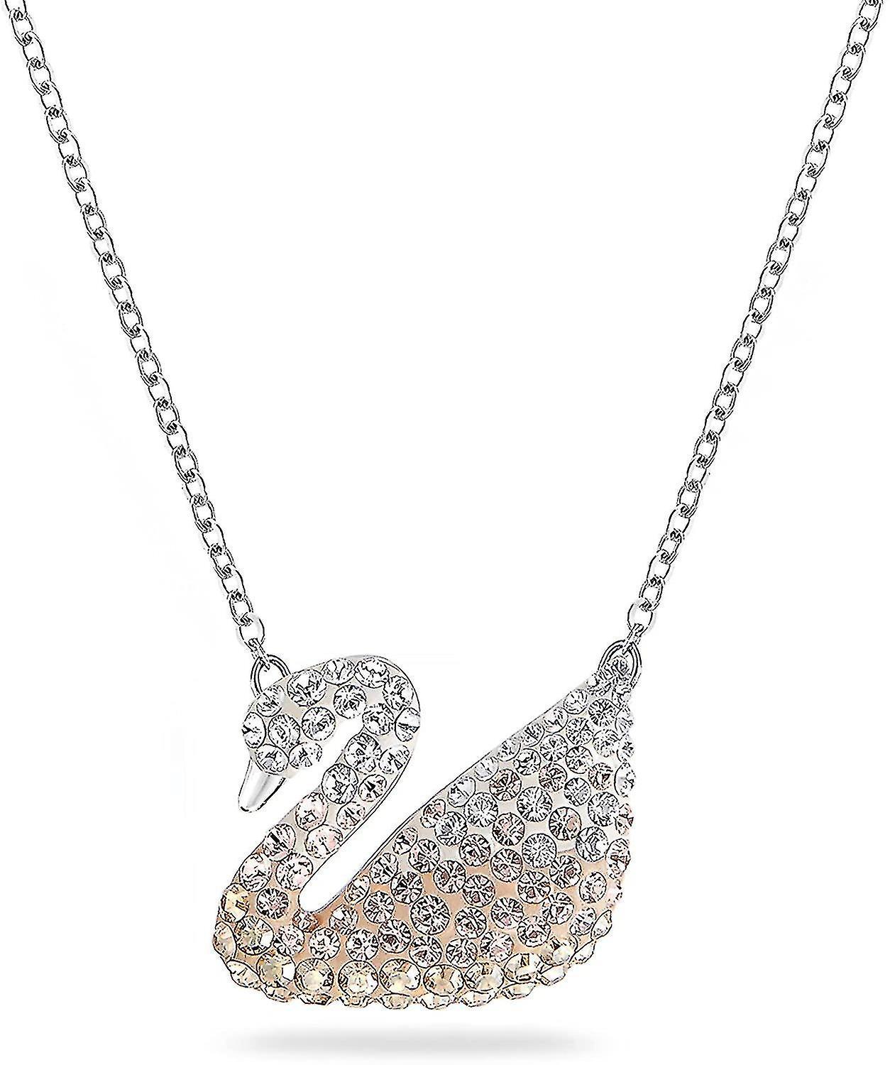 Elciaicle 2023 New Women's Iconic Swan Collection Necklace Beige Rhodium Plated