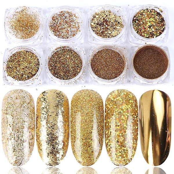 Slowmoose Mix Glitter Nail Art Powder Flakes Set - Holographic Sequins For Manicure 1506-07