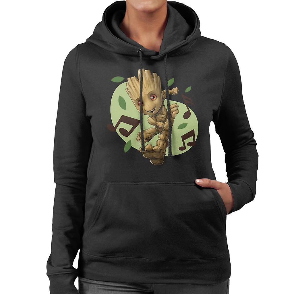 Marvel Guardians Of The Galaxy Groot Musical Clefs Women's Hooded Sweatshirt Black XX-Large