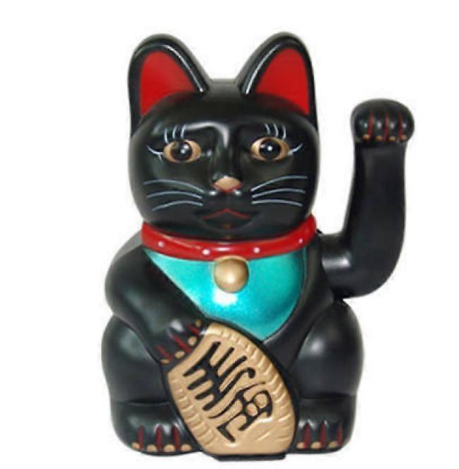 Hztcv Waving Oriental Happiness Cat Maneki Neko Black