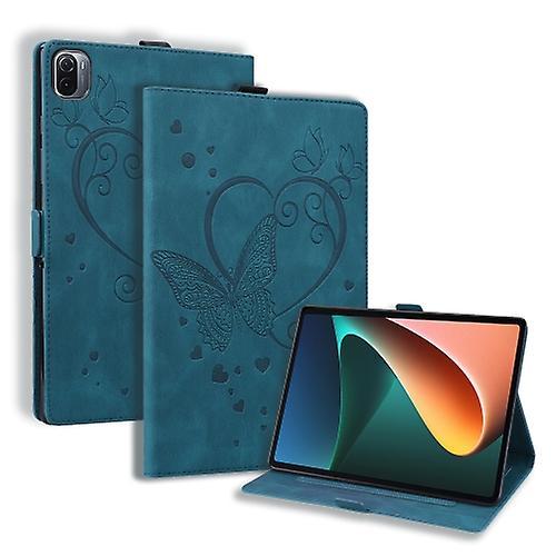 Funspace For Xiaomi Pad 5 / Pad 5 Pro Love Butterfly Pattern Horizontal Flip Leather Case With Holder & Sleep / Wake-up Function Blue