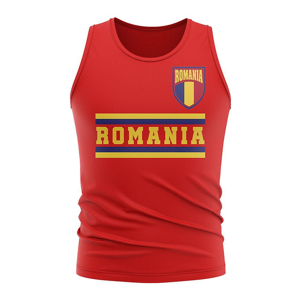 UKSoccerShop Romania Core Football Country Sleeveless Tee (Red) Womens M (Size 12 - 34 inch Chest)