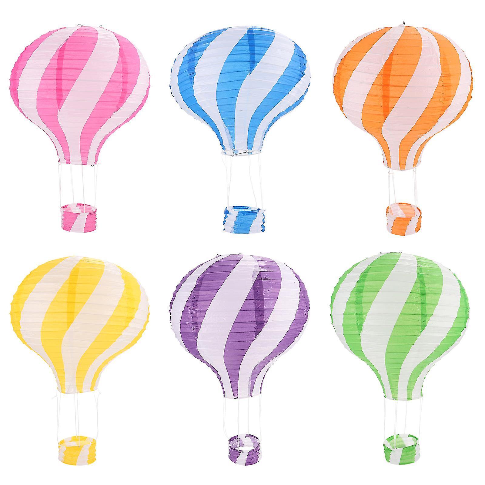 Toyvian 6pcs Hot Air Balloon Paper Lanterns Hanging Paper Lanterns Sky Lanterns